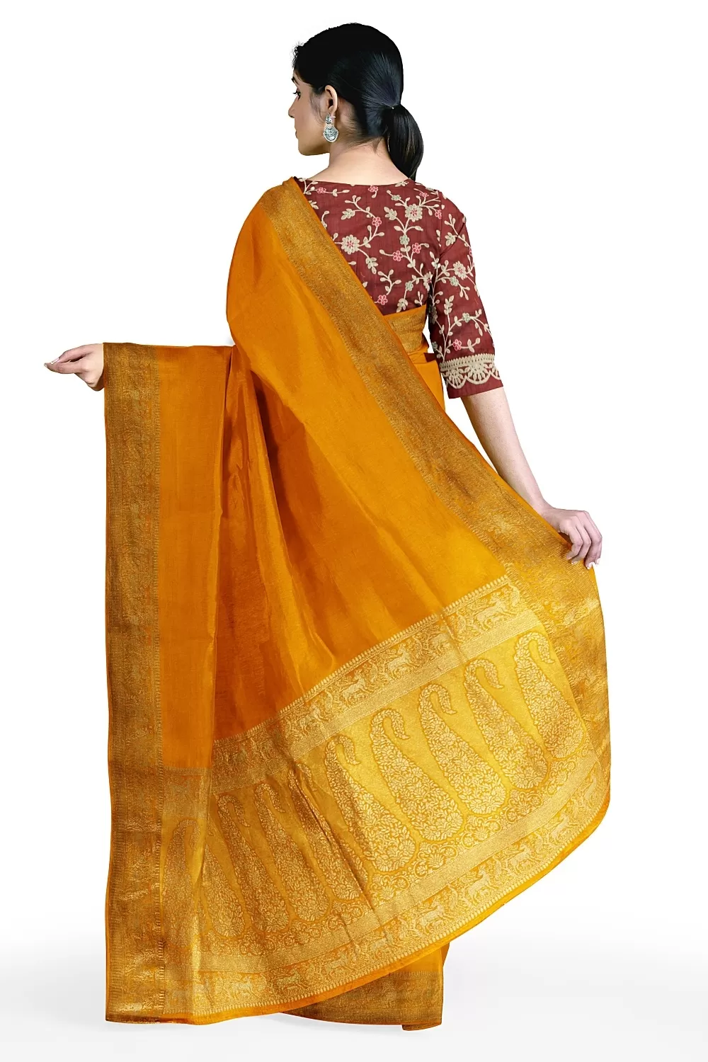 Mustard Dola Soft Silk Saree