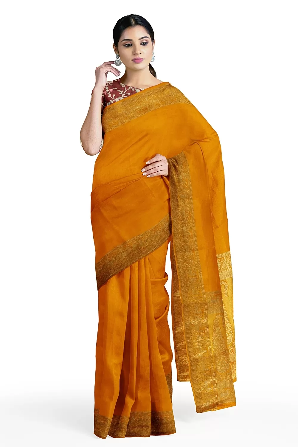 Mustard Dola Soft Silk Saree