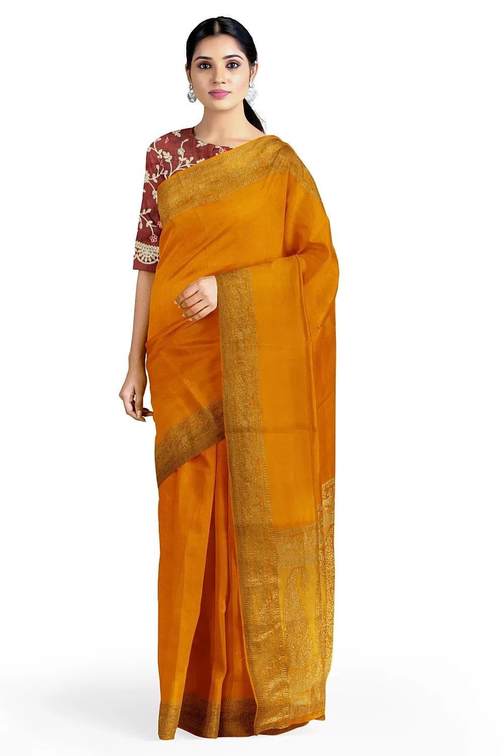 Mustard Dola Soft Silk Saree