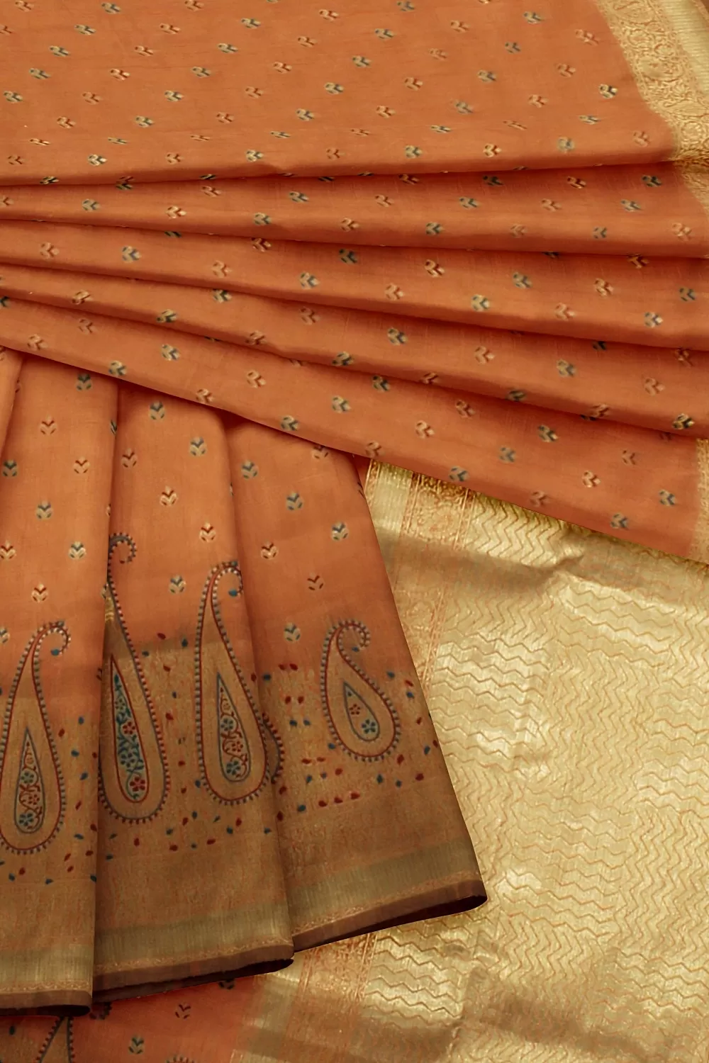 Peach Row Silk Saree