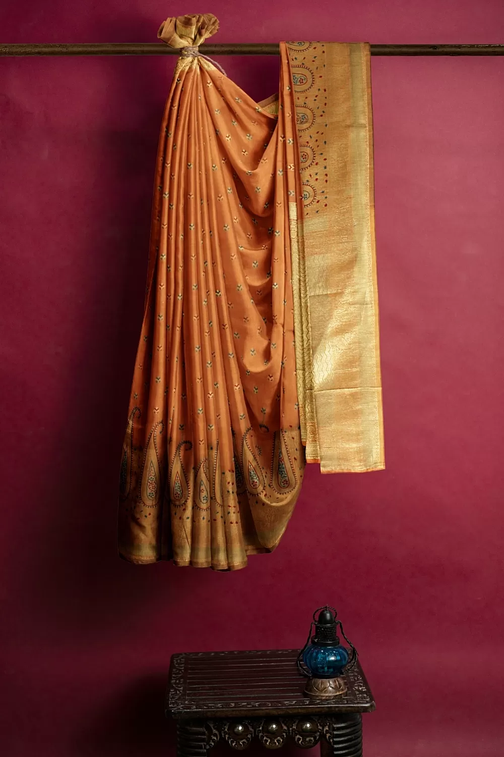 Peach Row Silk Saree