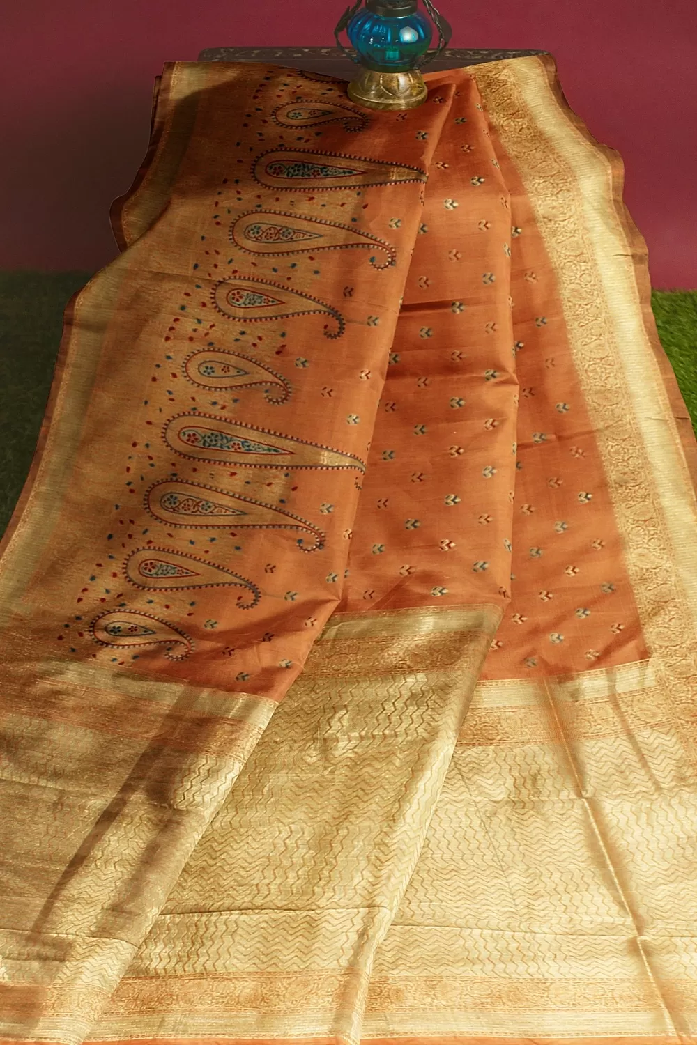 Peach Row Silk Saree