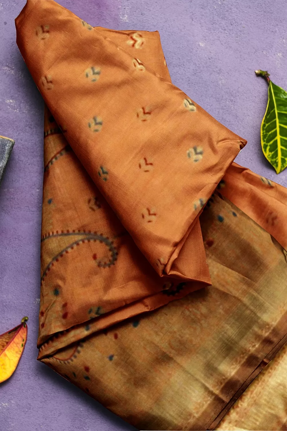 Peach Row Silk Saree