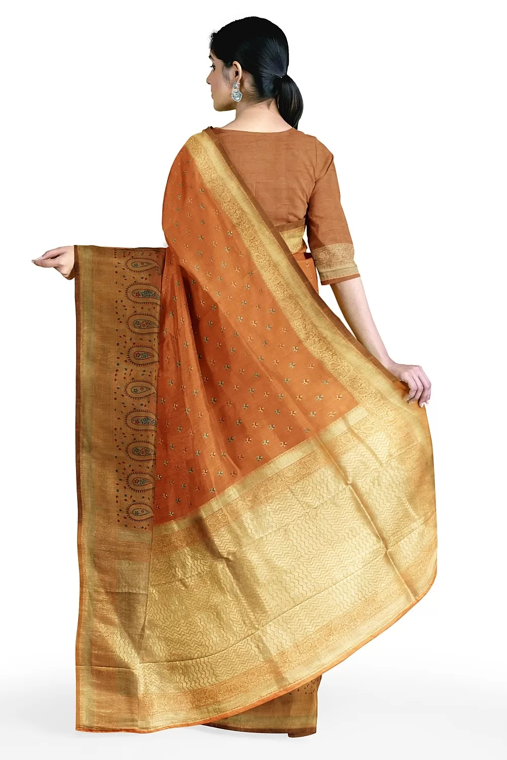 Peach Row Silk Saree