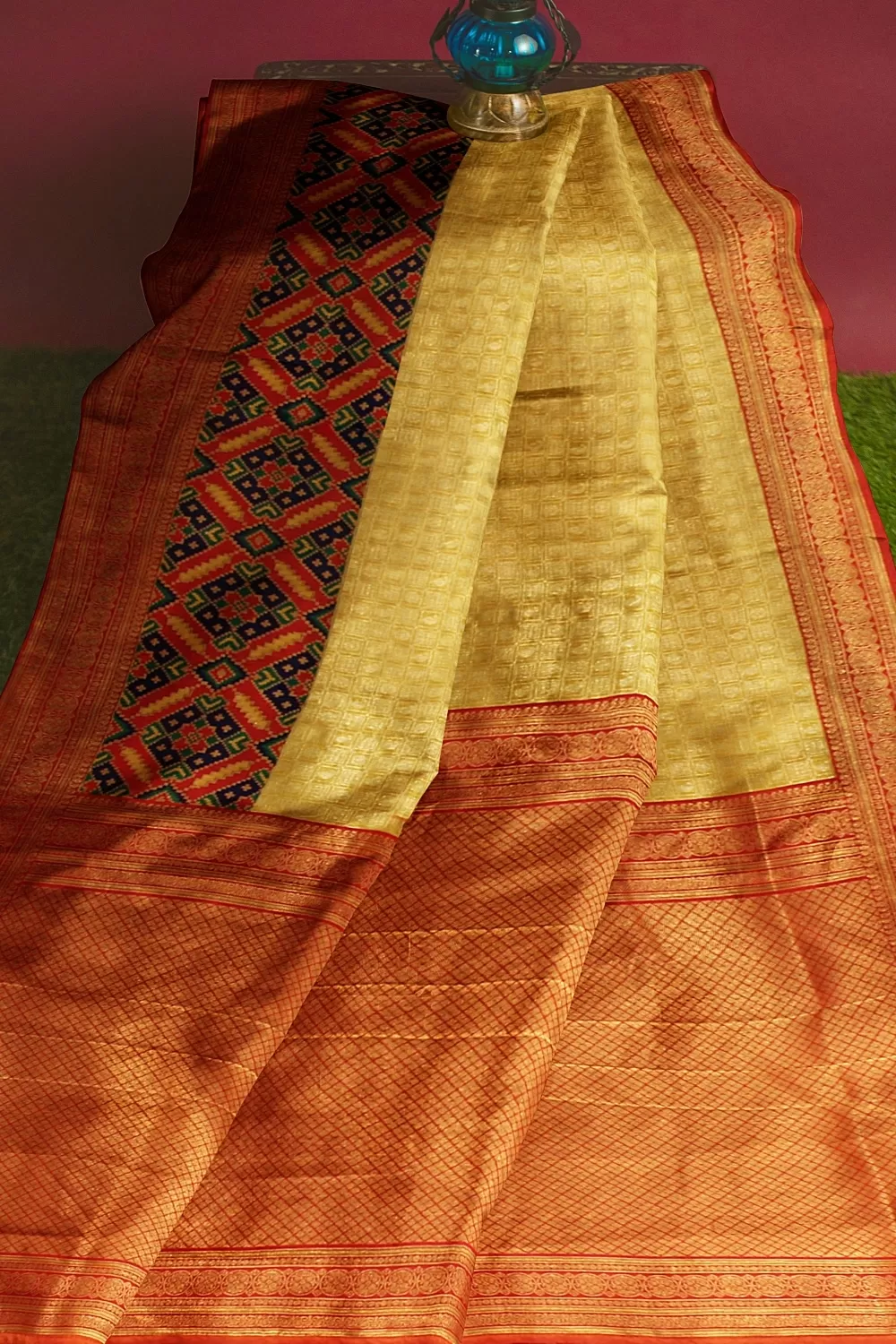 Mustard Banarsi Soft Silk Saree