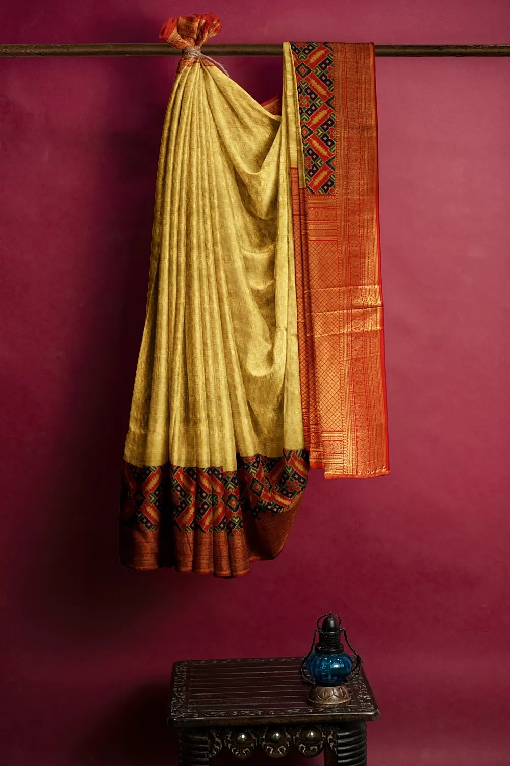 Mustard Banarsi Soft Silk Saree