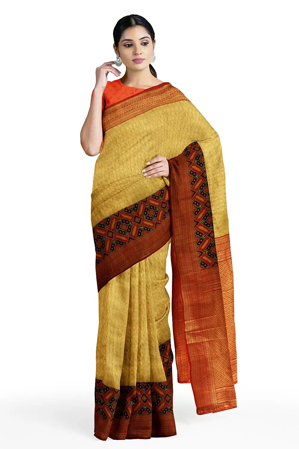 Mustard Banarsi Soft Silk Saree