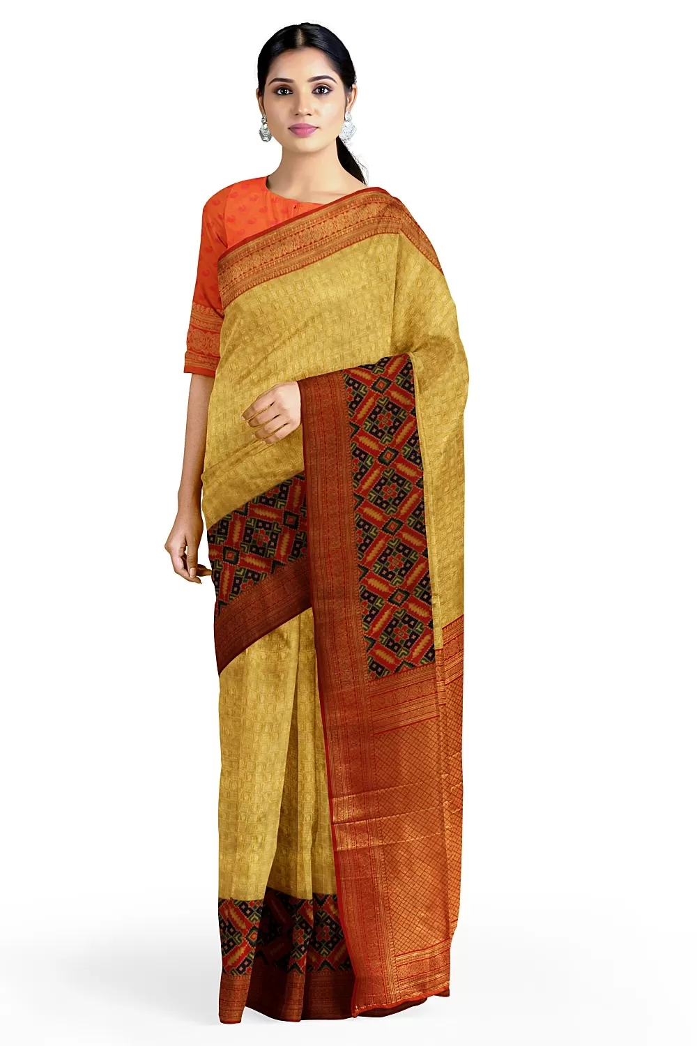 Mustard Banarsi Soft Silk Saree