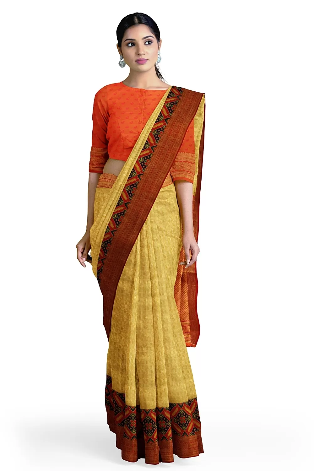 Mustard Banarsi Soft Silk Saree