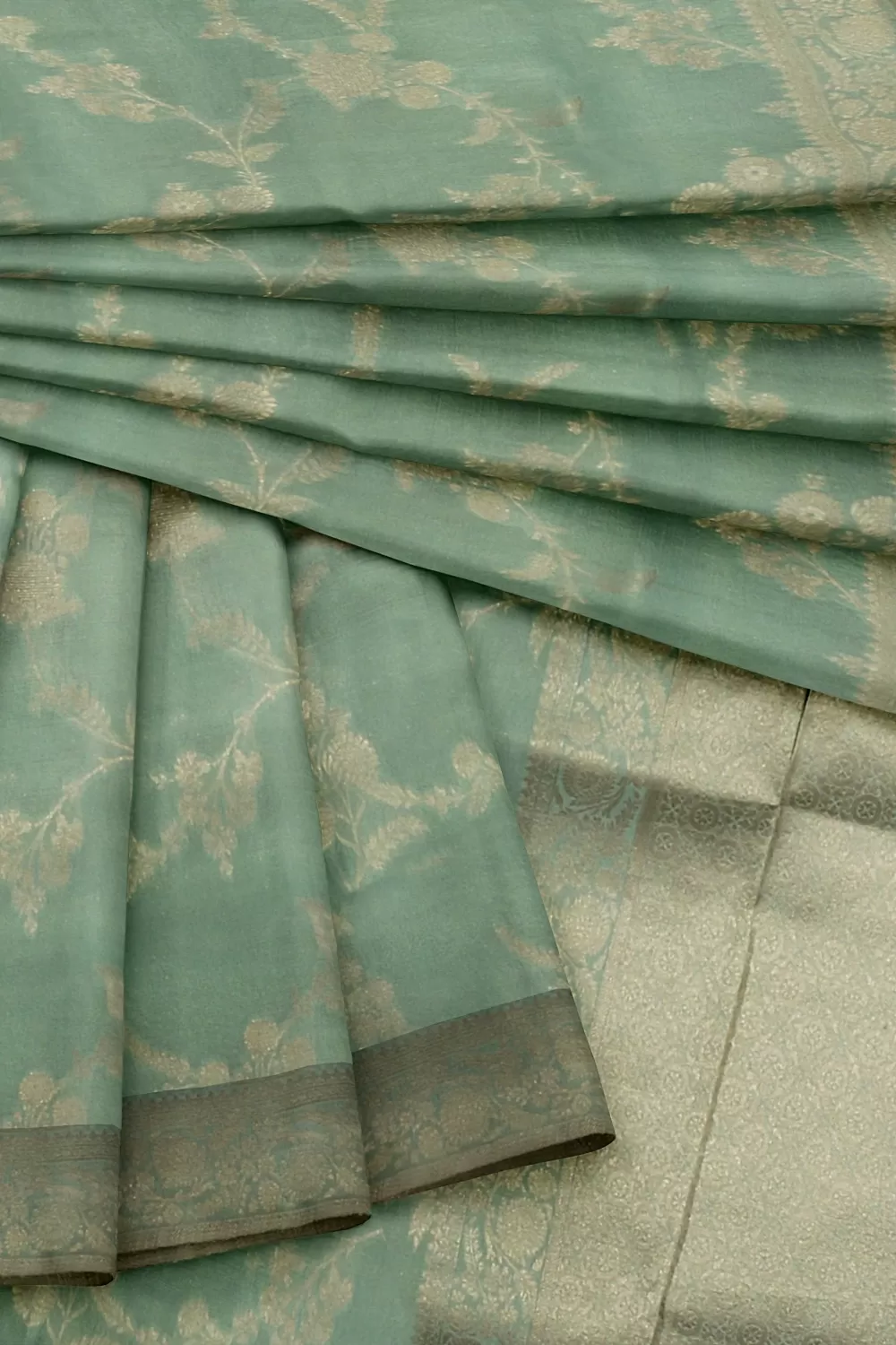 Sea Green Mysore Georgette Saree