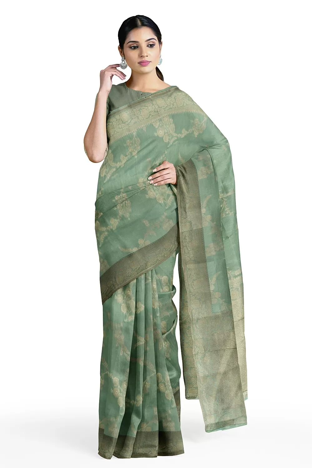 Sea Green Mysore Georgette Saree