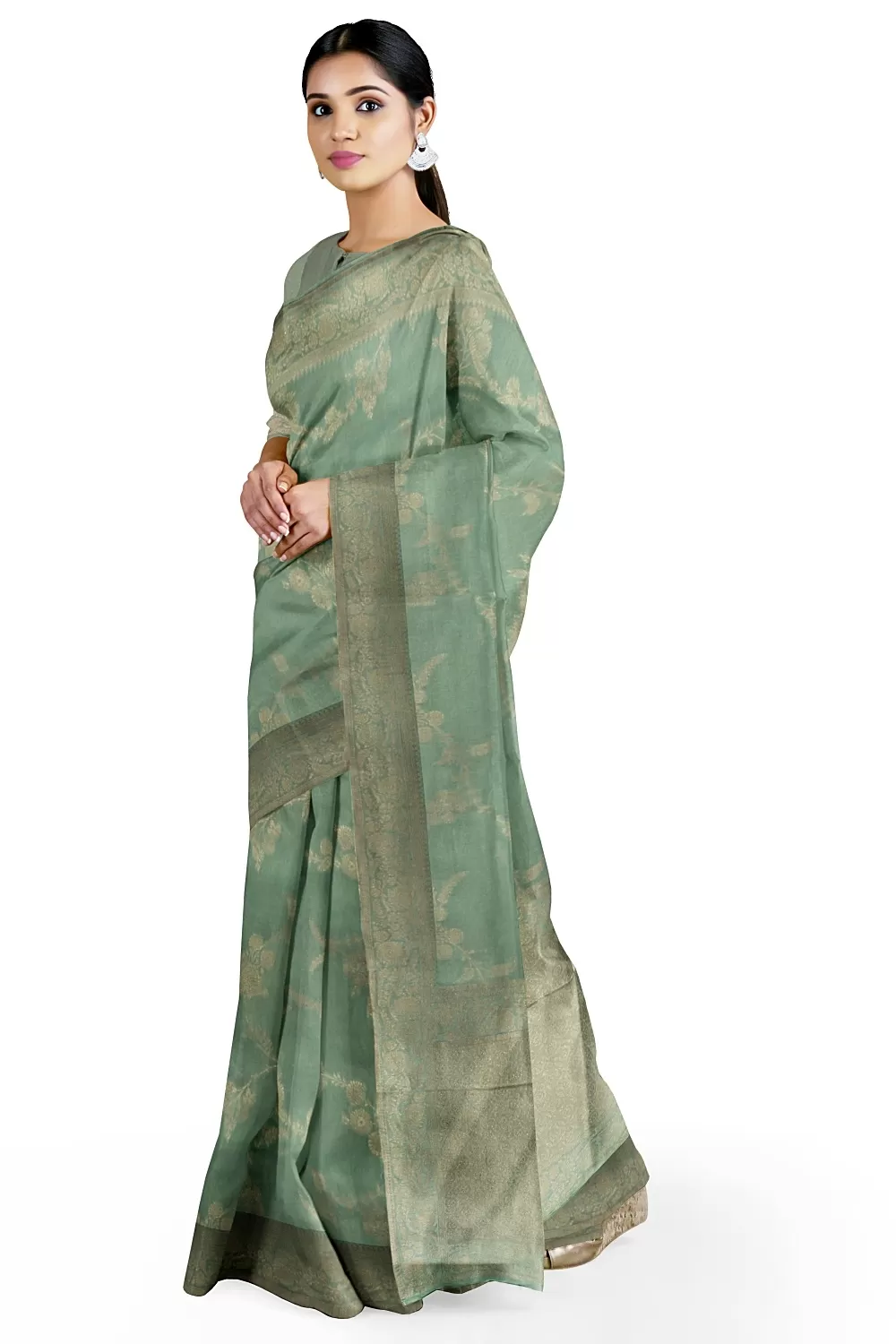 Sea Green Mysore Georgette Saree