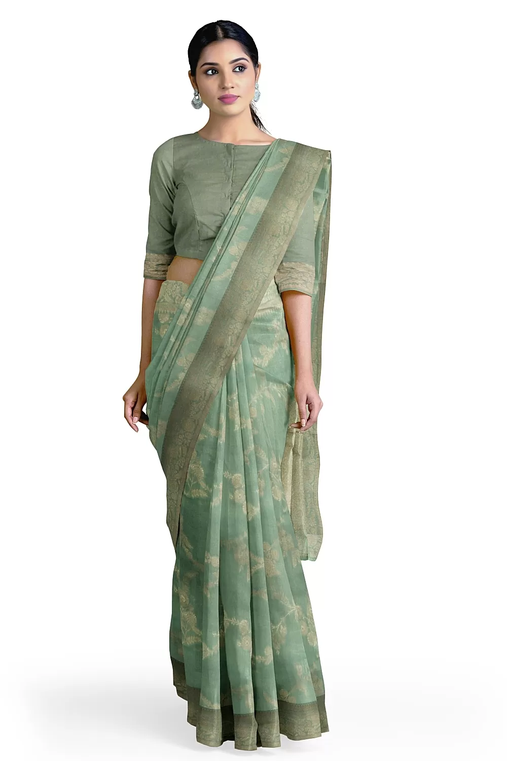 Sea Green Mysore Georgette Saree