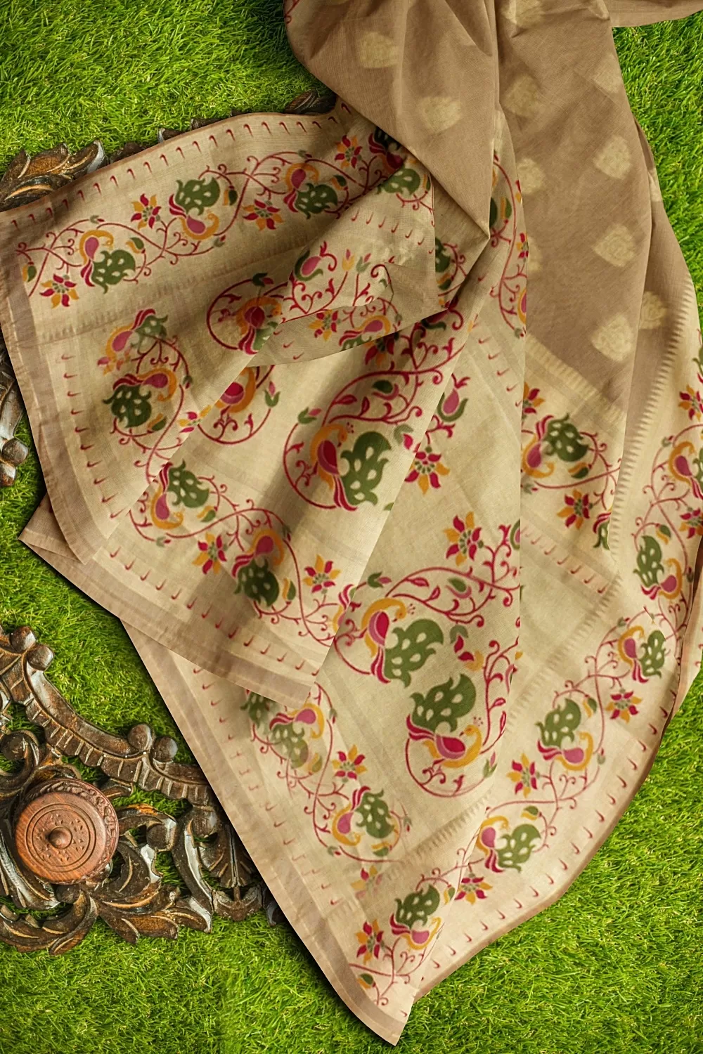 Pista Banarsi Organza saree