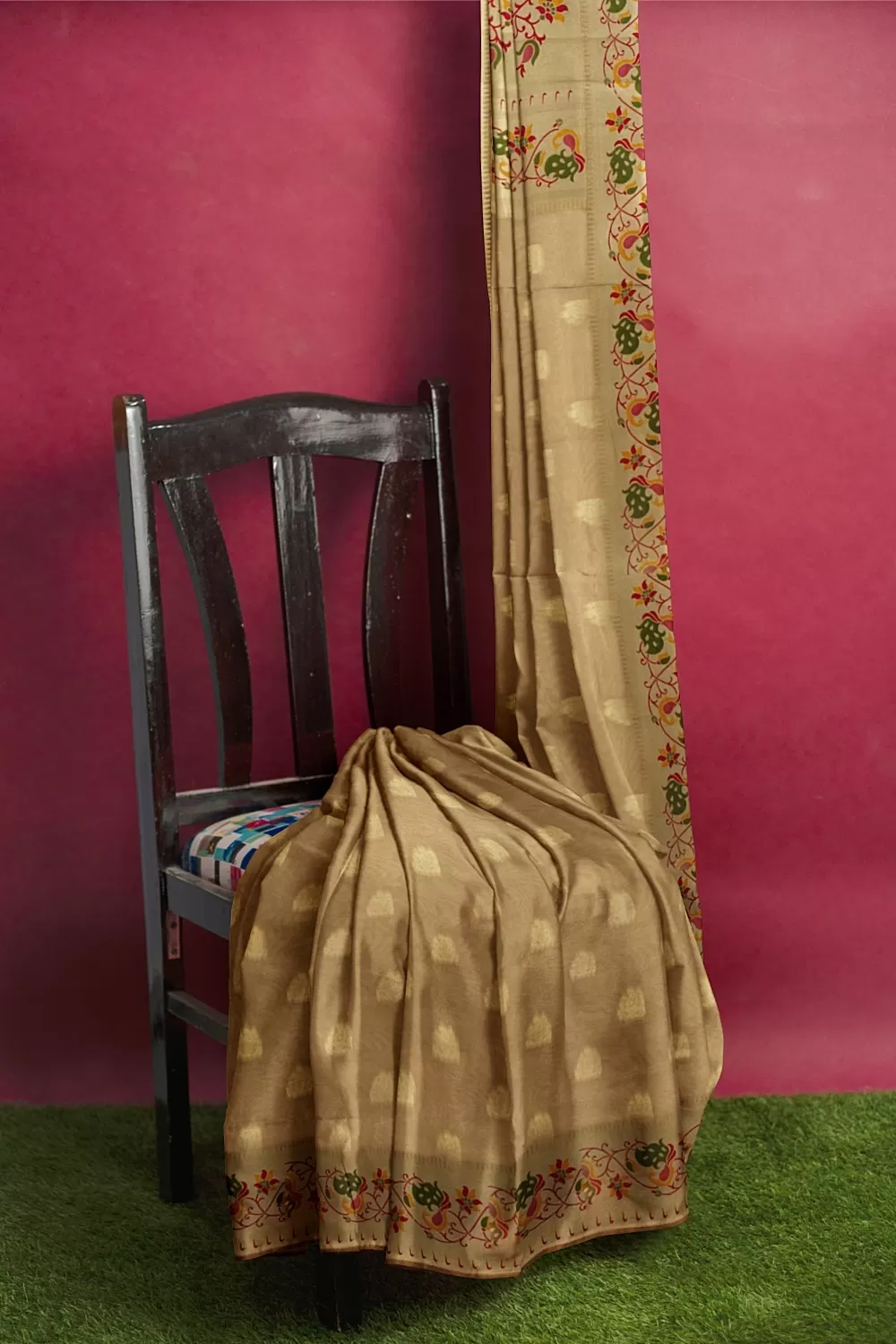 Pista Banarsi Organza saree