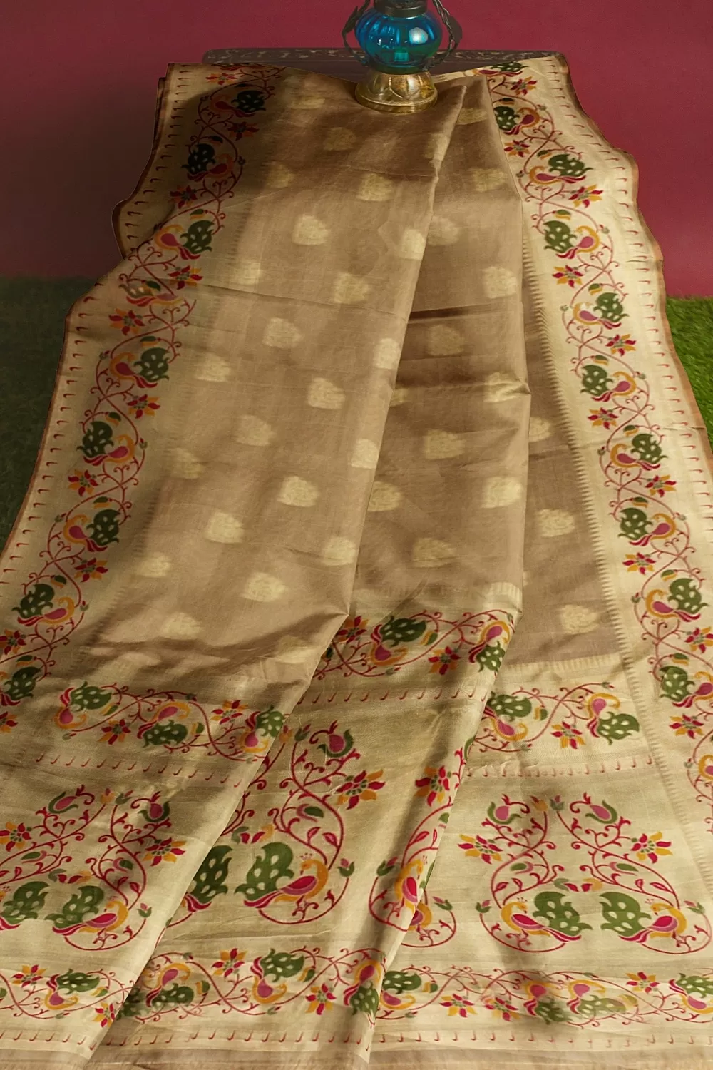 Pista Banarsi Organza saree