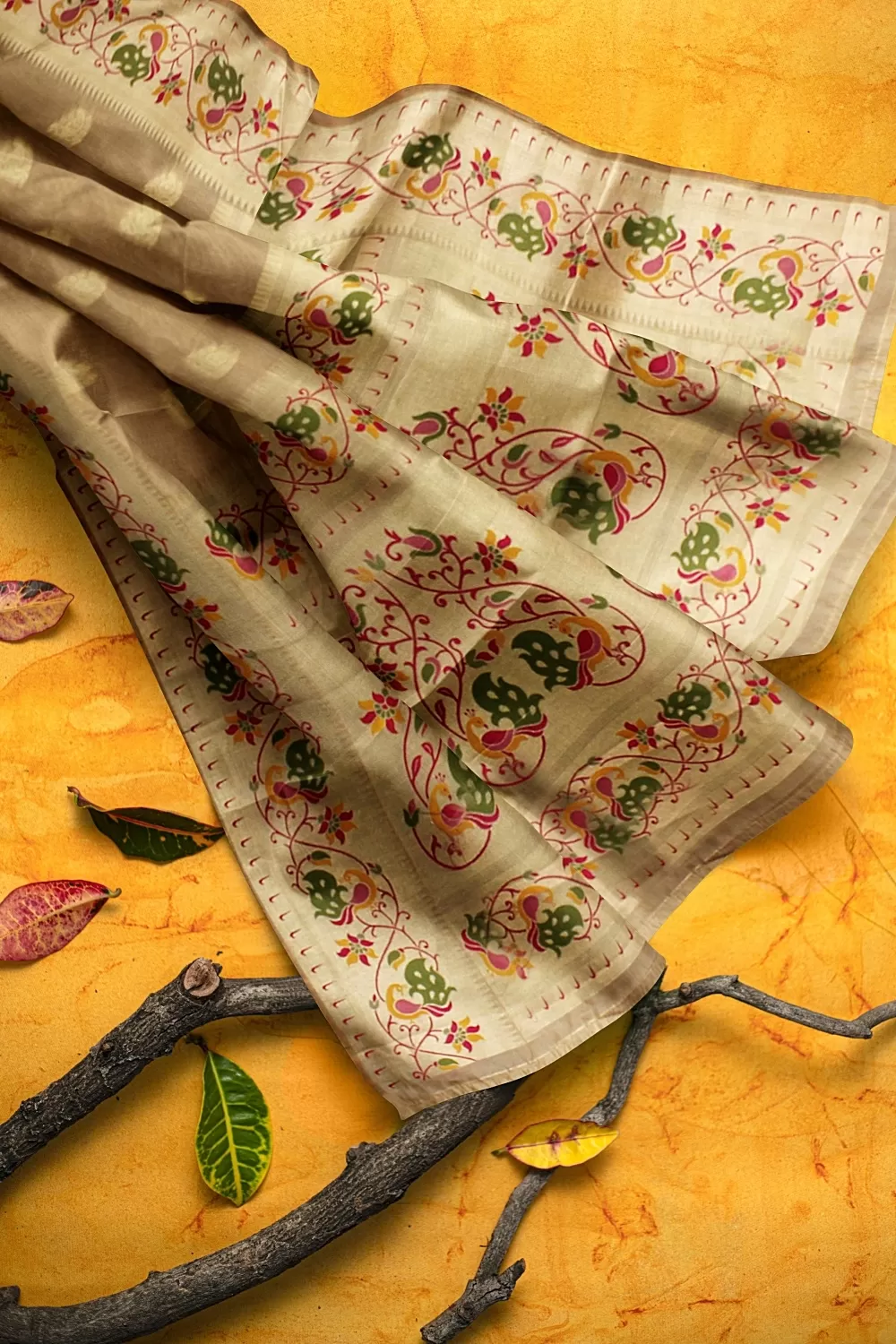 Pista Banarsi Organza saree