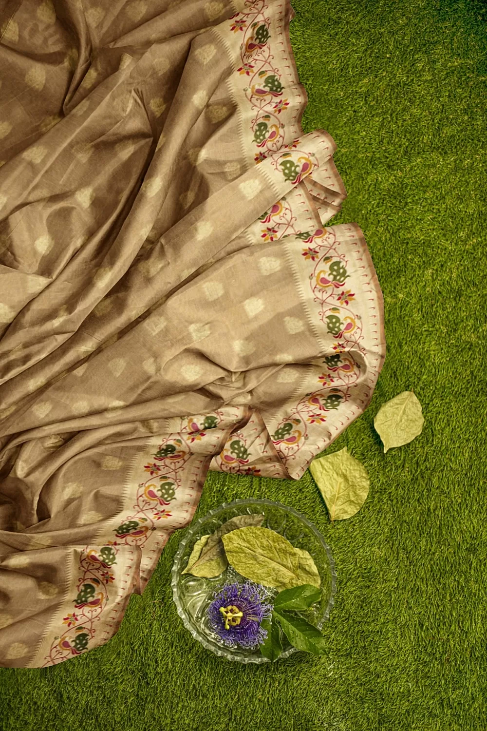 Pista Banarsi Organza saree