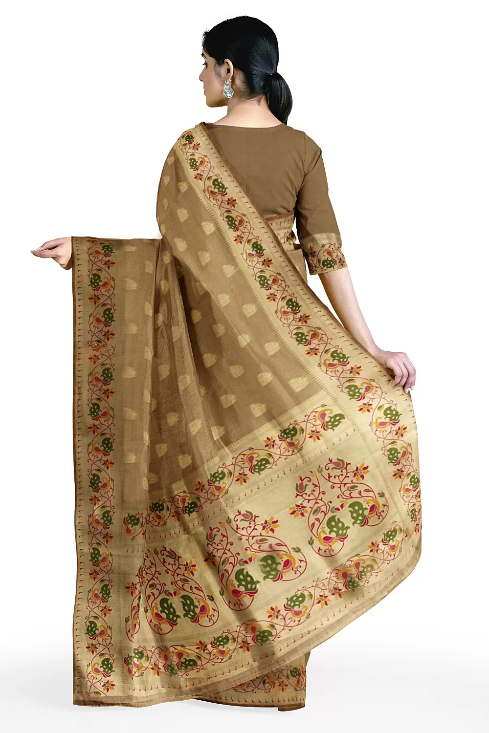 Pista Banarsi Organza saree