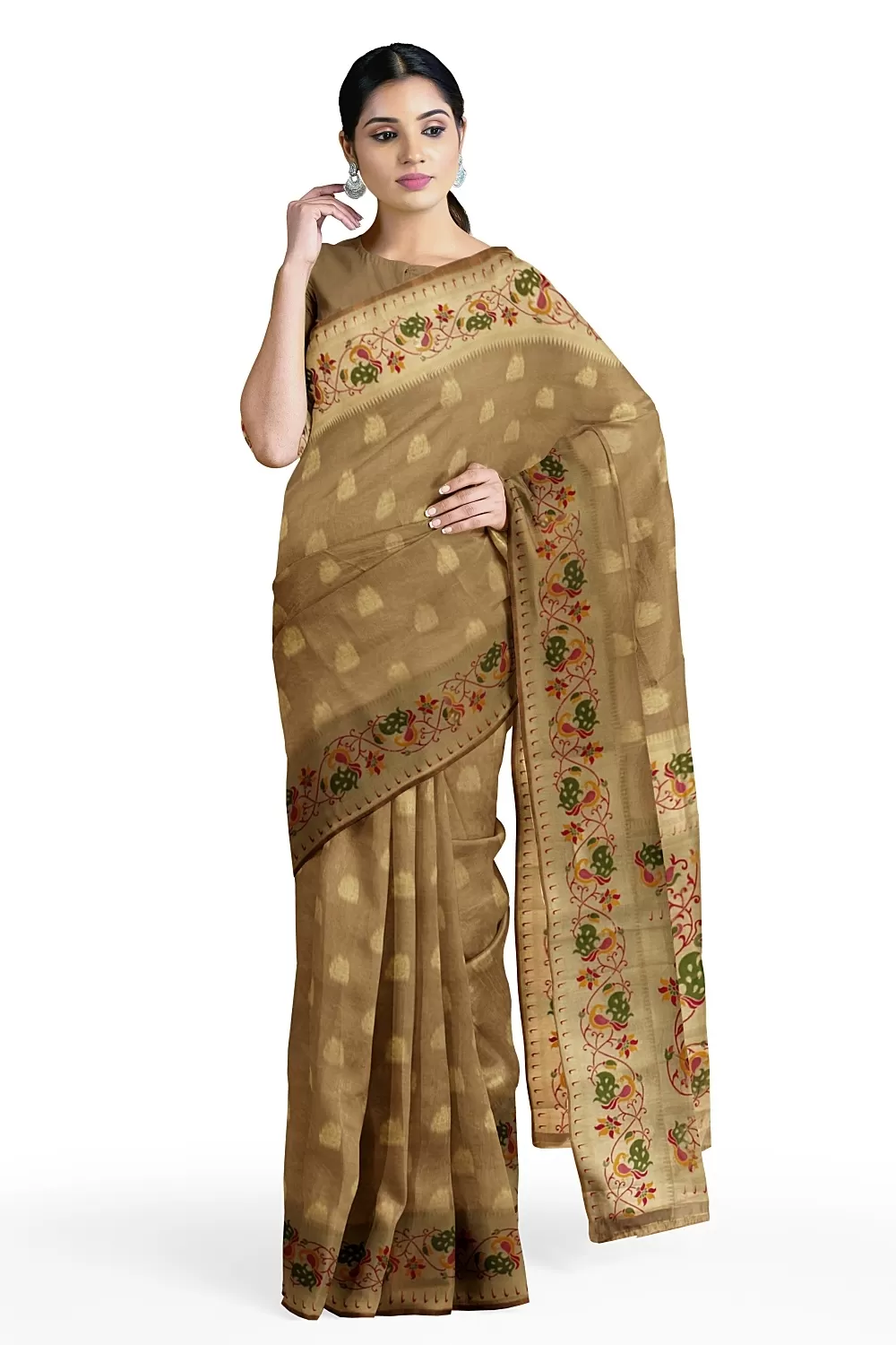 Pista Banarsi Organza saree