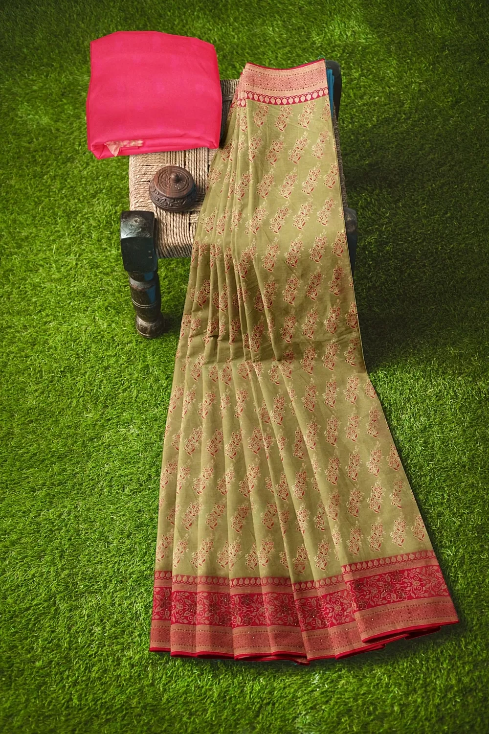 Mehndi Green Banarsi Silk Saree