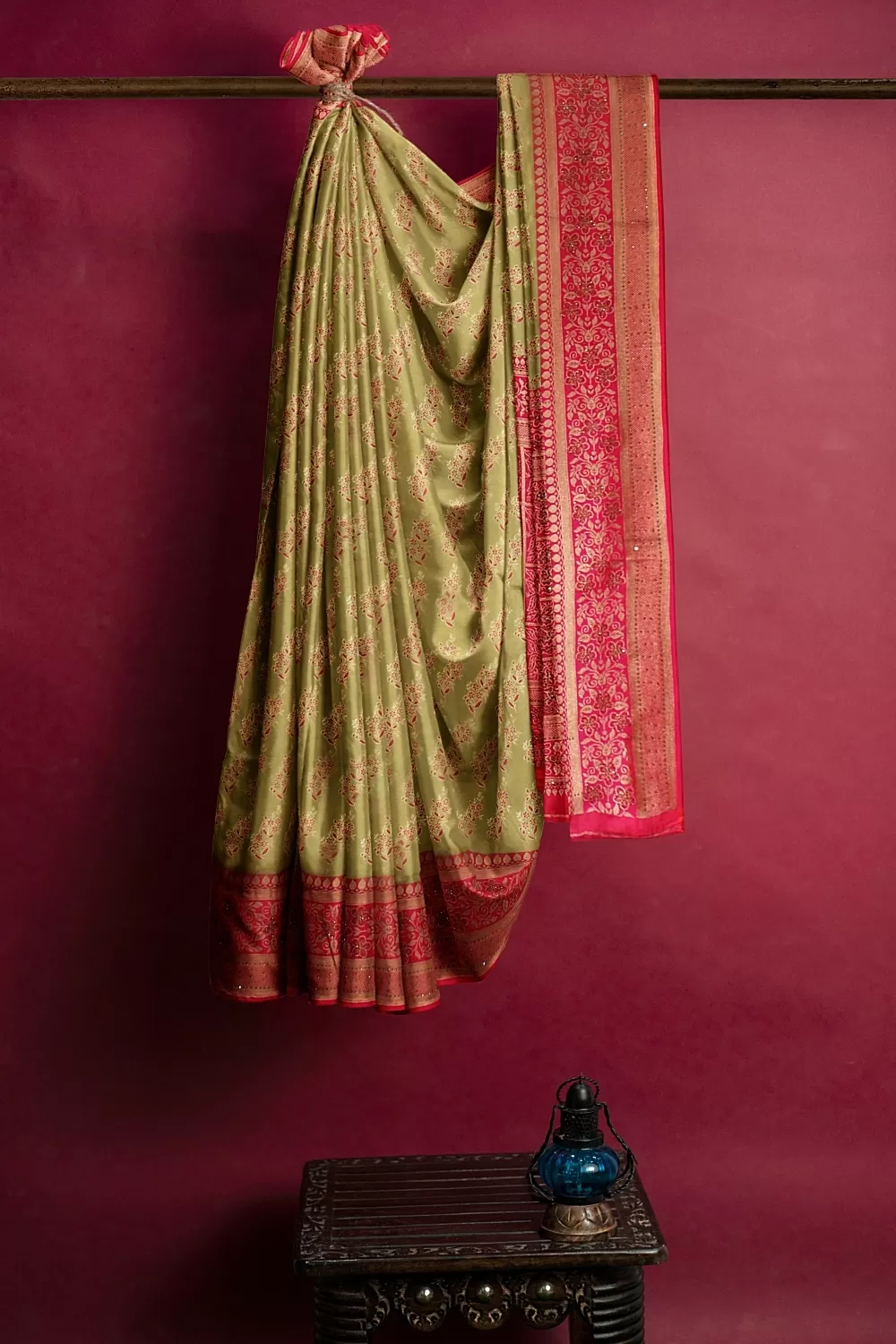 Mehndi Green Banarsi Silk Saree