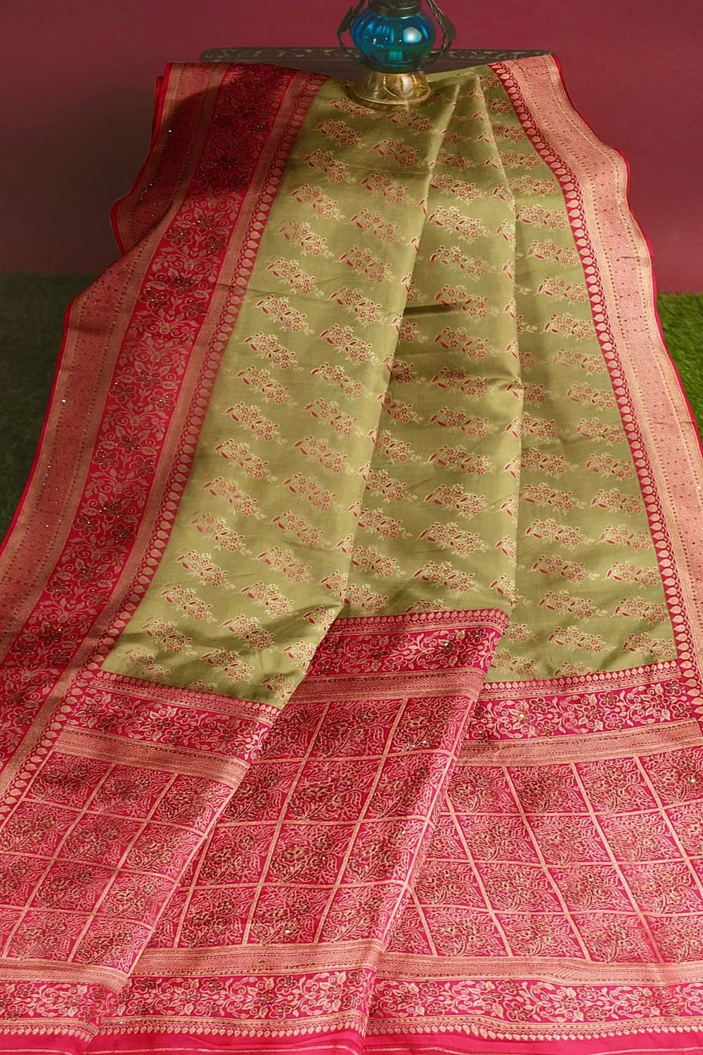 Mehndi Green Banarsi Silk Saree