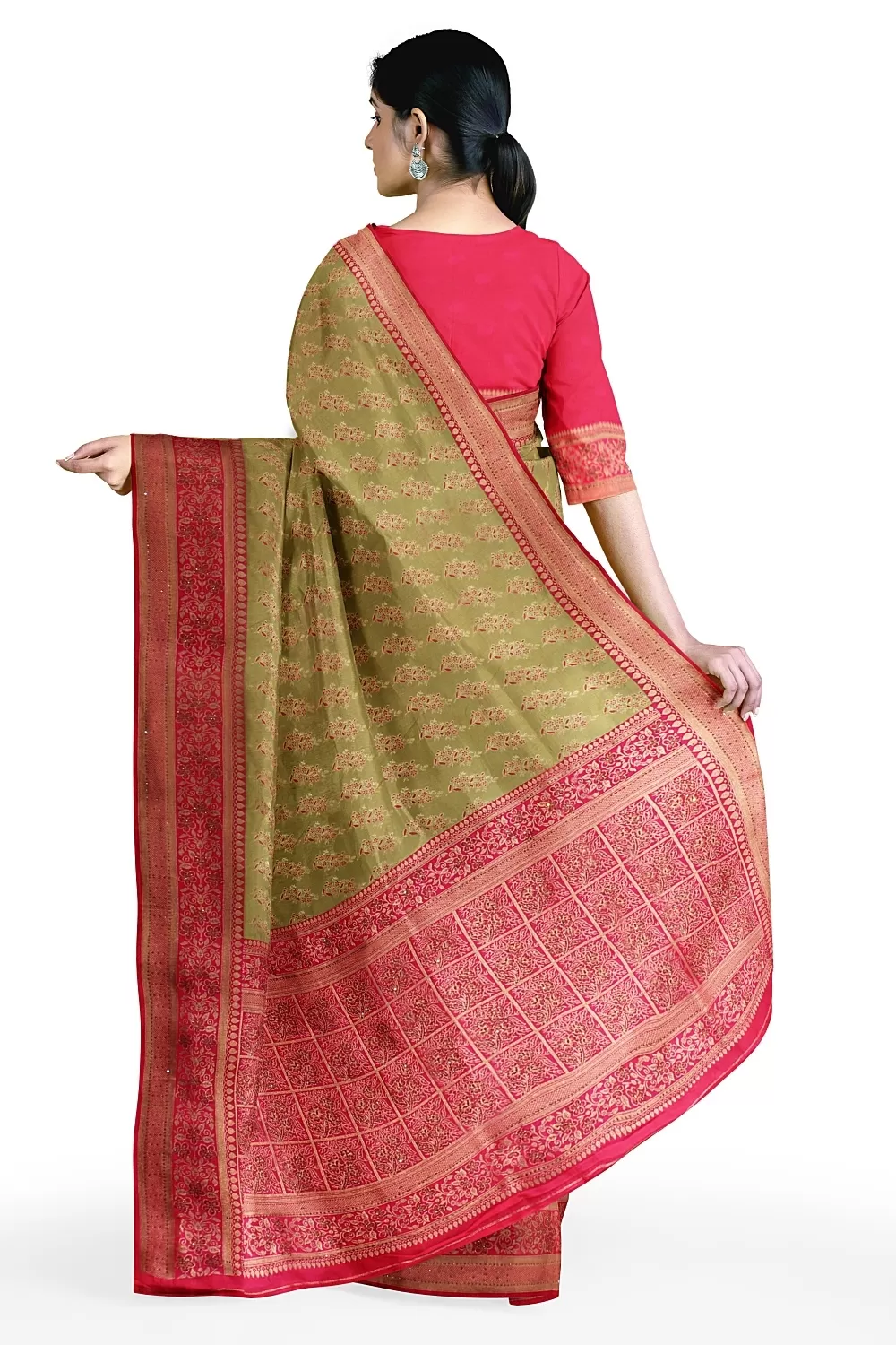 Mehndi Green Banarsi Silk Saree