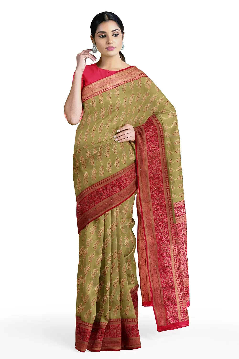 Mehndi Green Banarsi Silk Saree