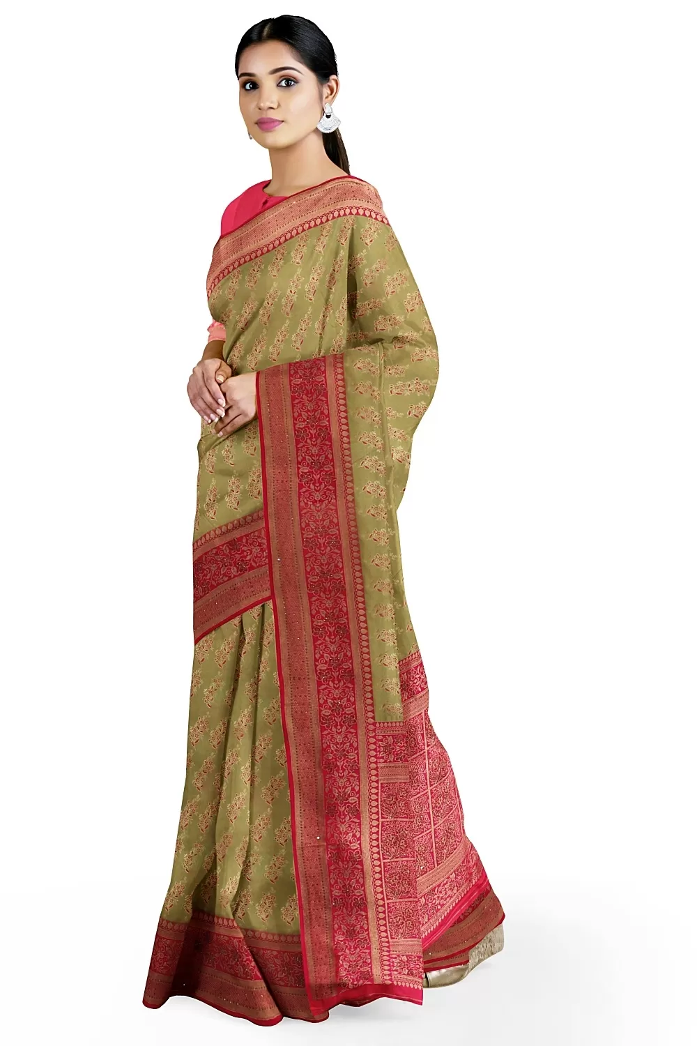 Mehndi Green Banarsi Silk Saree