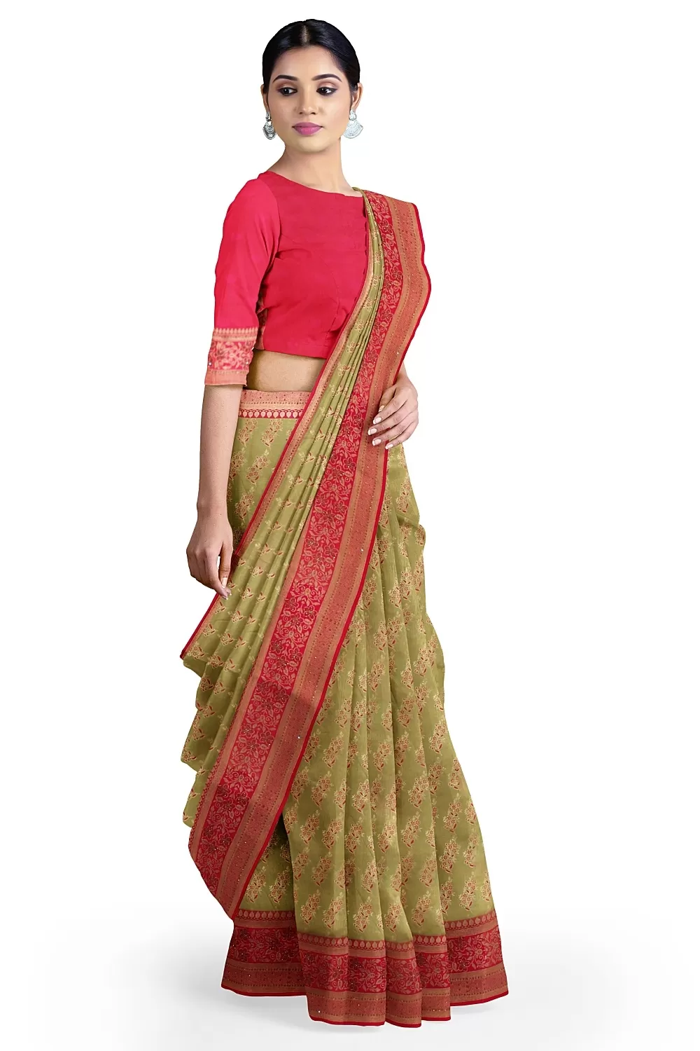 Mehndi Green Banarsi Silk Saree