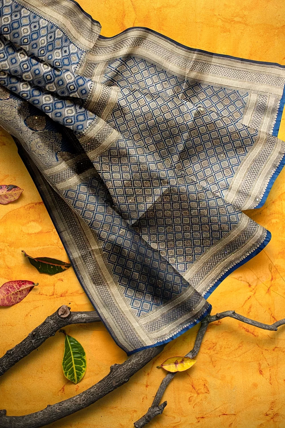 Grey Banarsi Silk Saree