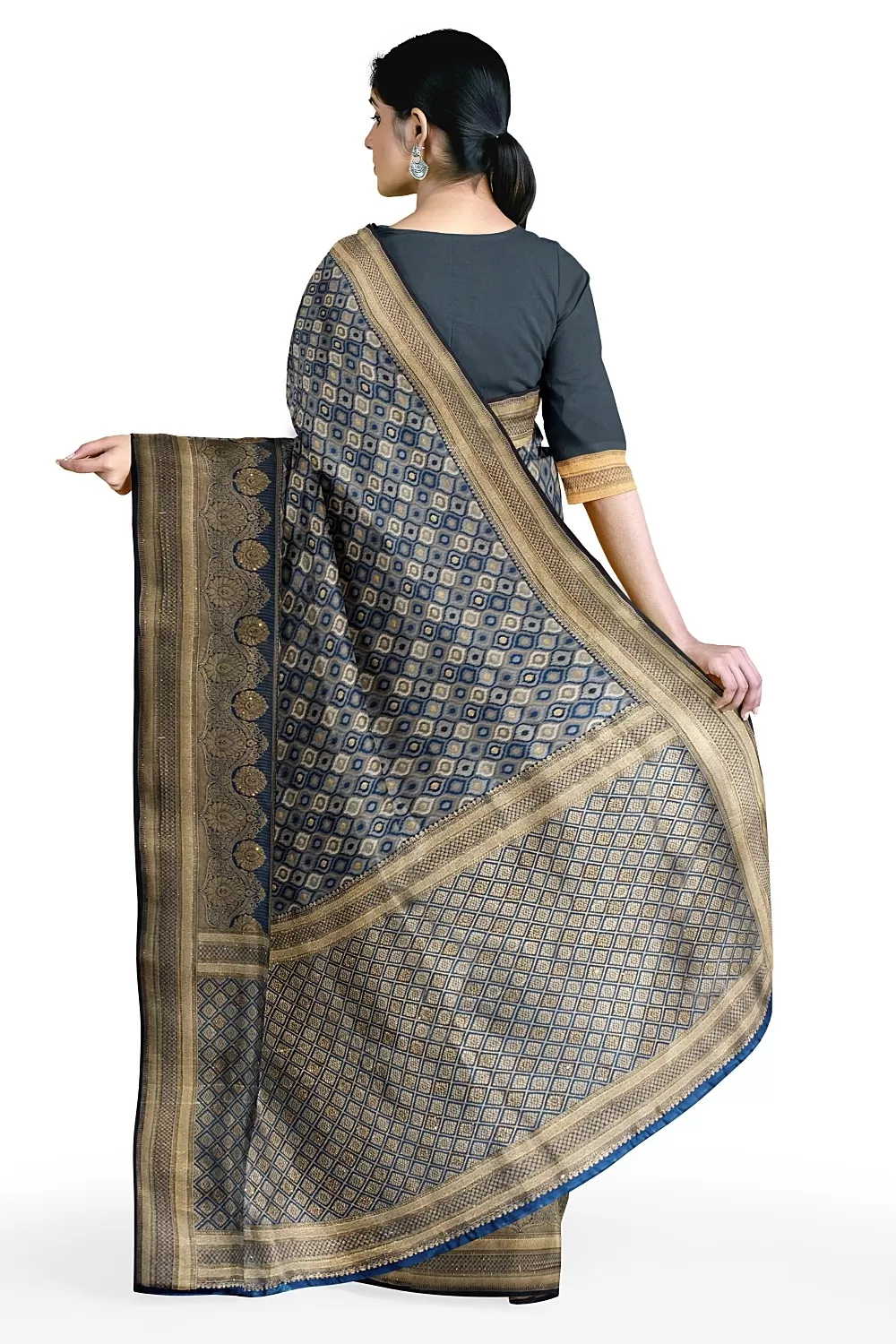 Grey Banarsi Silk Saree