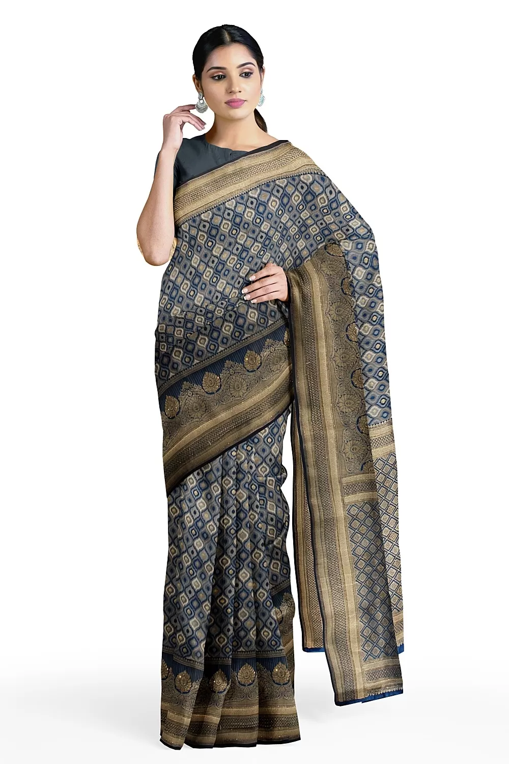 Grey Banarsi Silk Saree