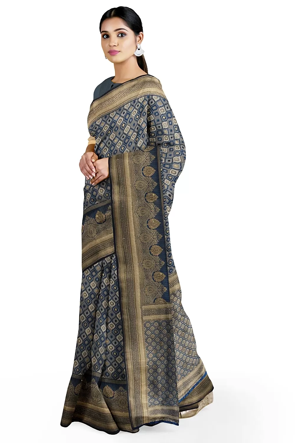 Grey Banarsi Silk Saree