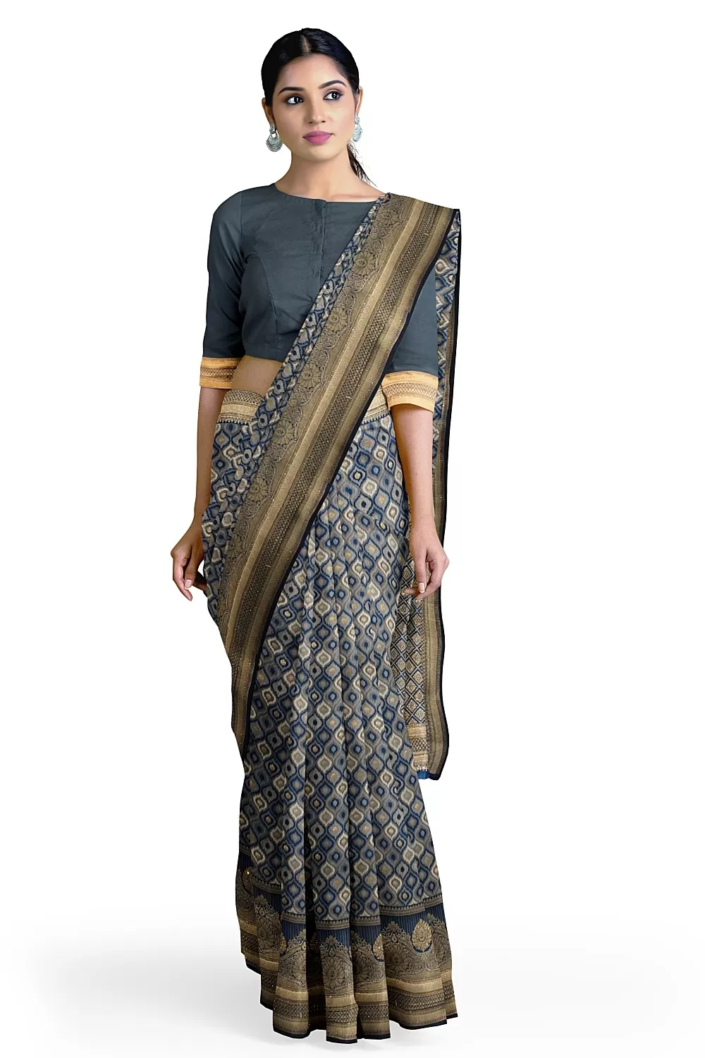 Grey Banarsi Silk Saree