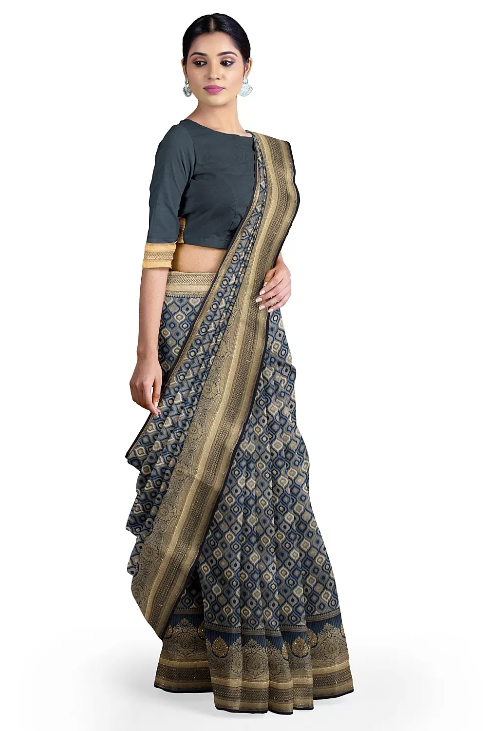 Grey Banarsi Silk Saree