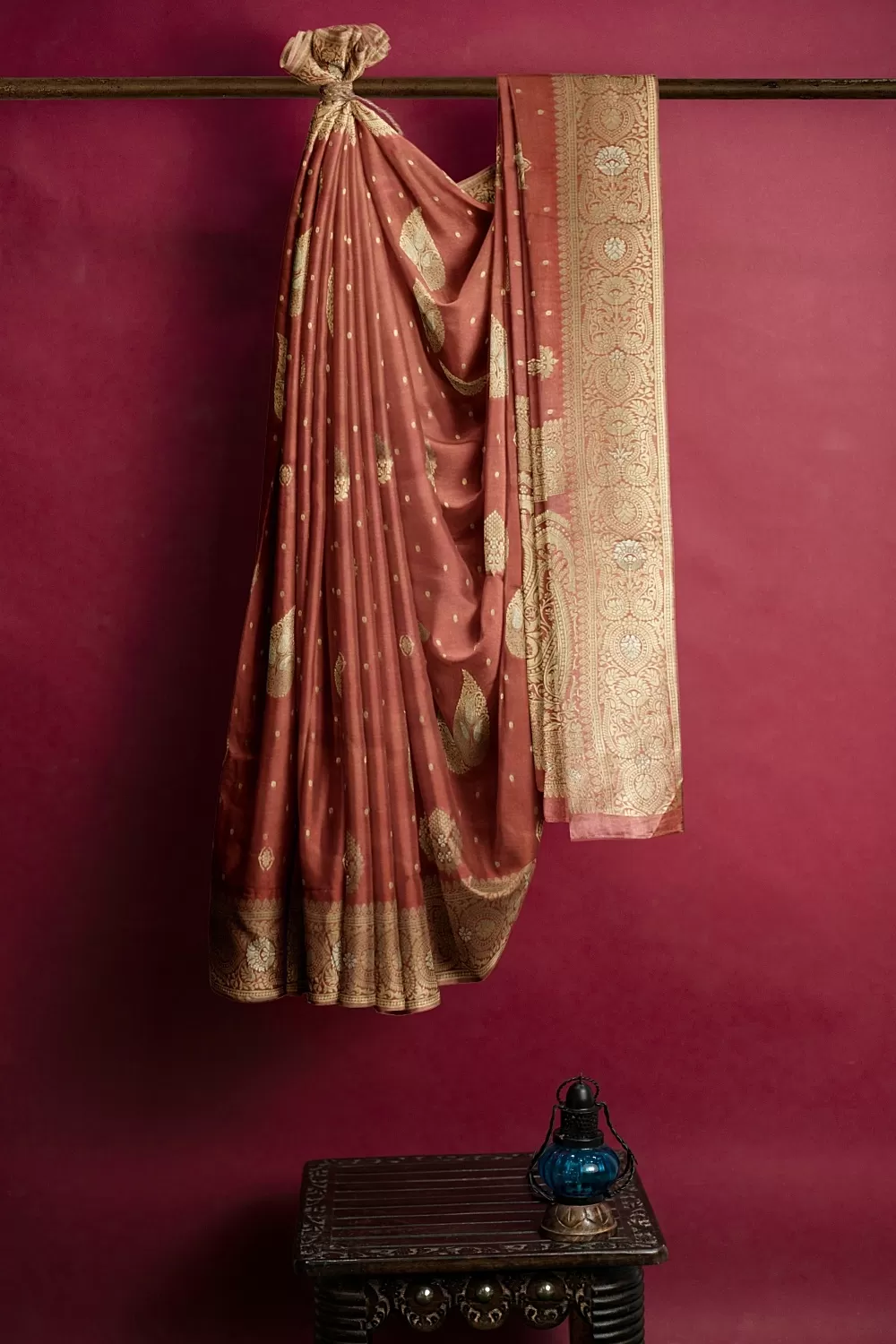 Peach Banarsi Soft Silk Saree