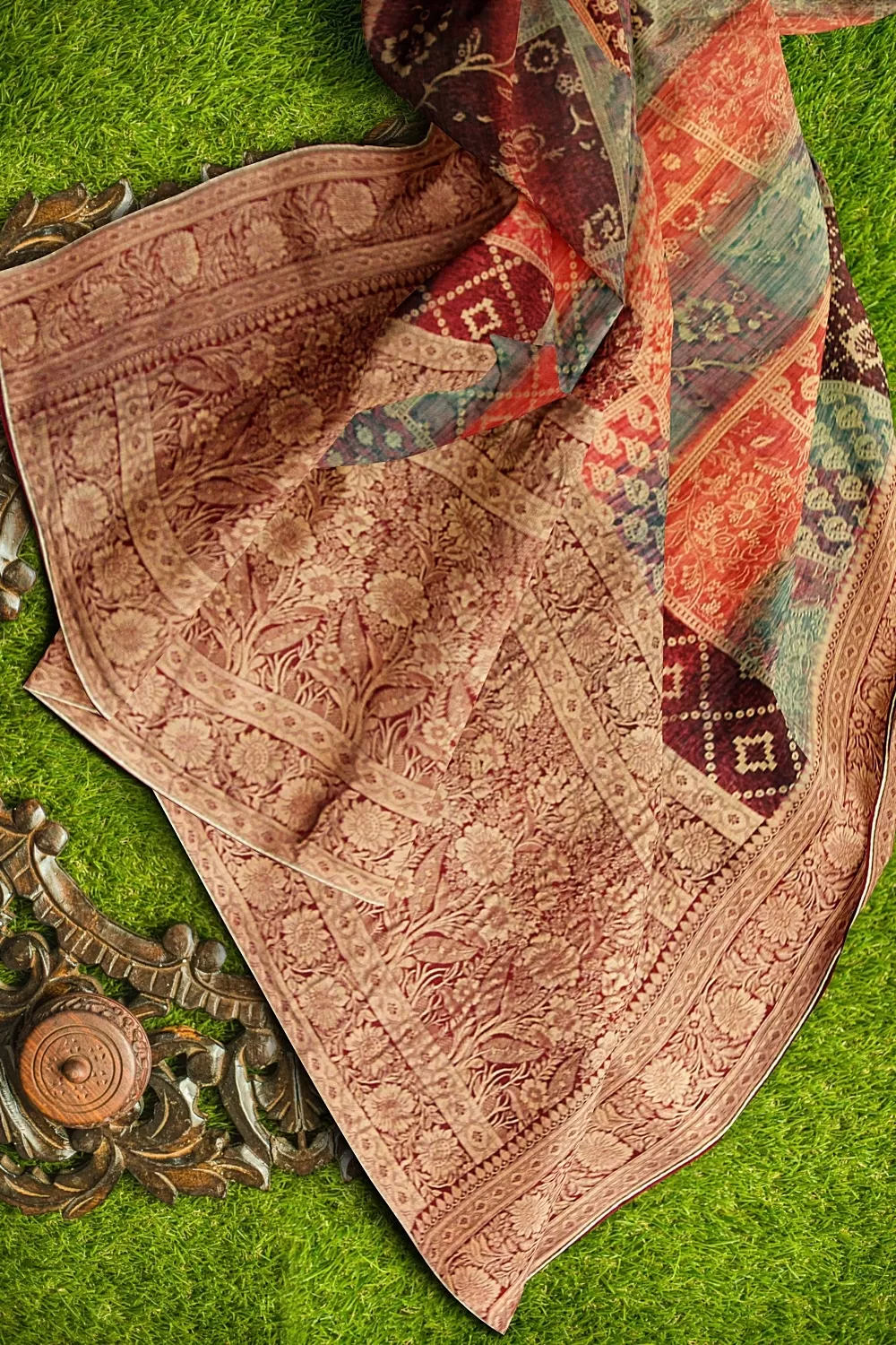 Multi Banarsi Soft Silk Saree