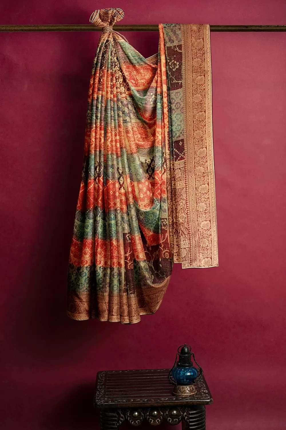 Multi Banarsi Soft Silk Saree