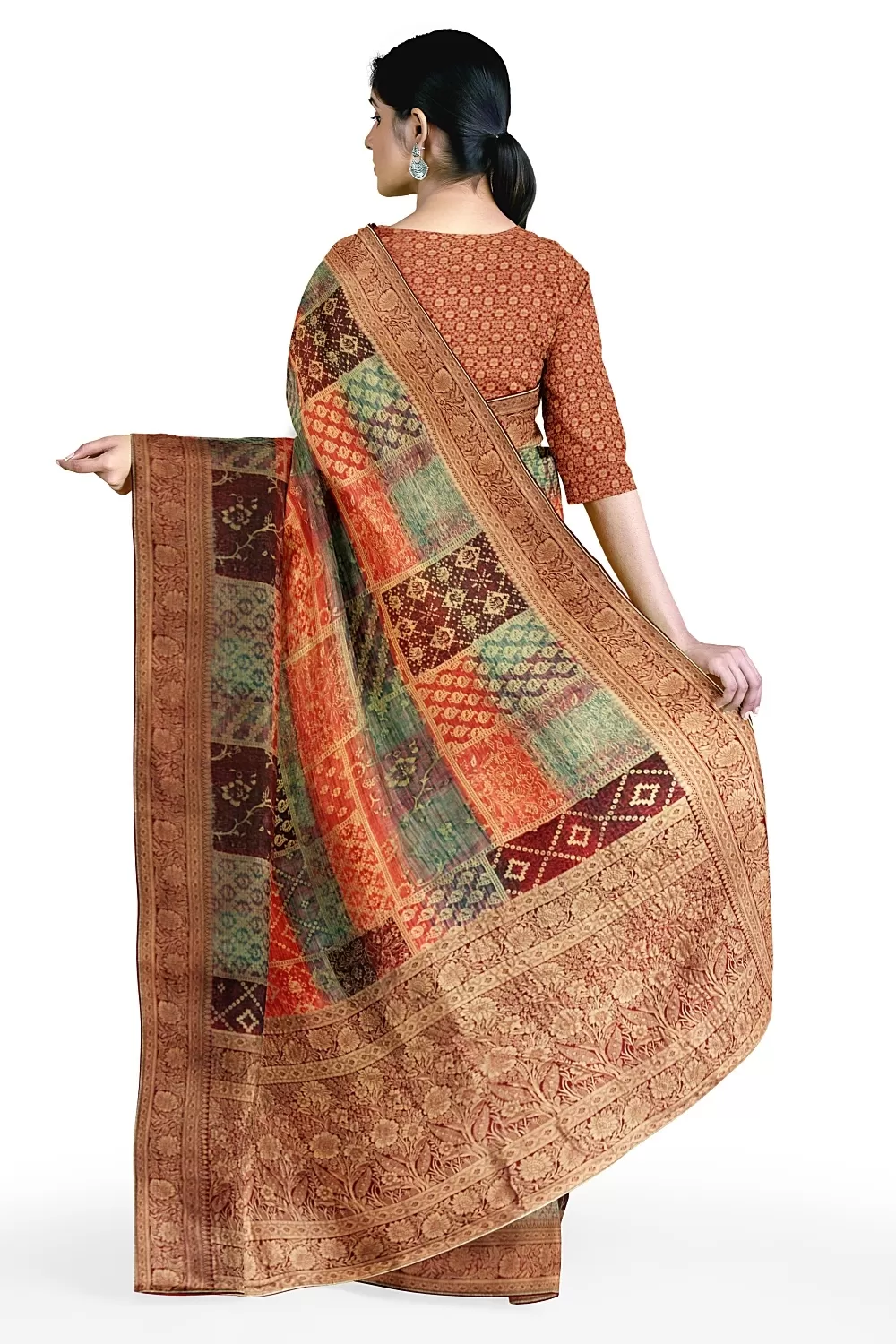 Multi Banarsi Soft Silk Saree