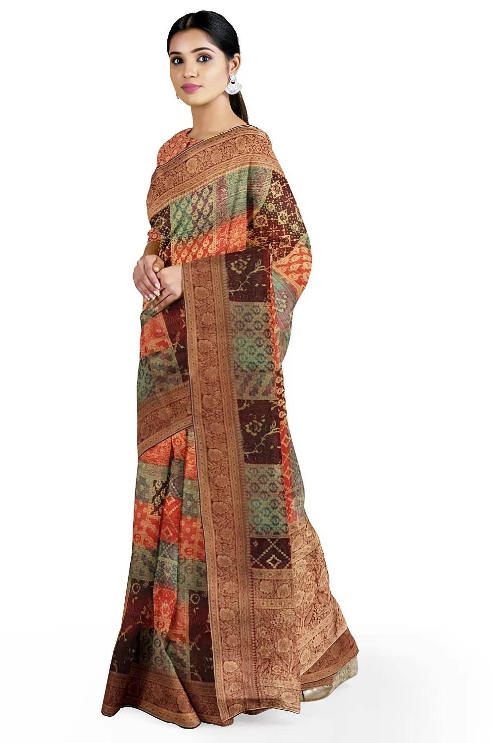 Multi Banarsi Soft Silk Saree