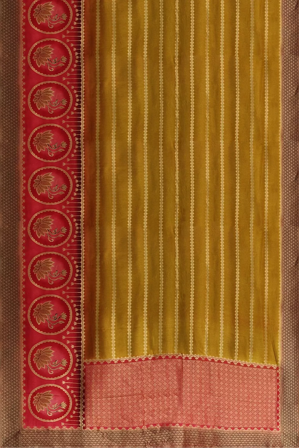 Mustard Banarsi Soft Silk Saree