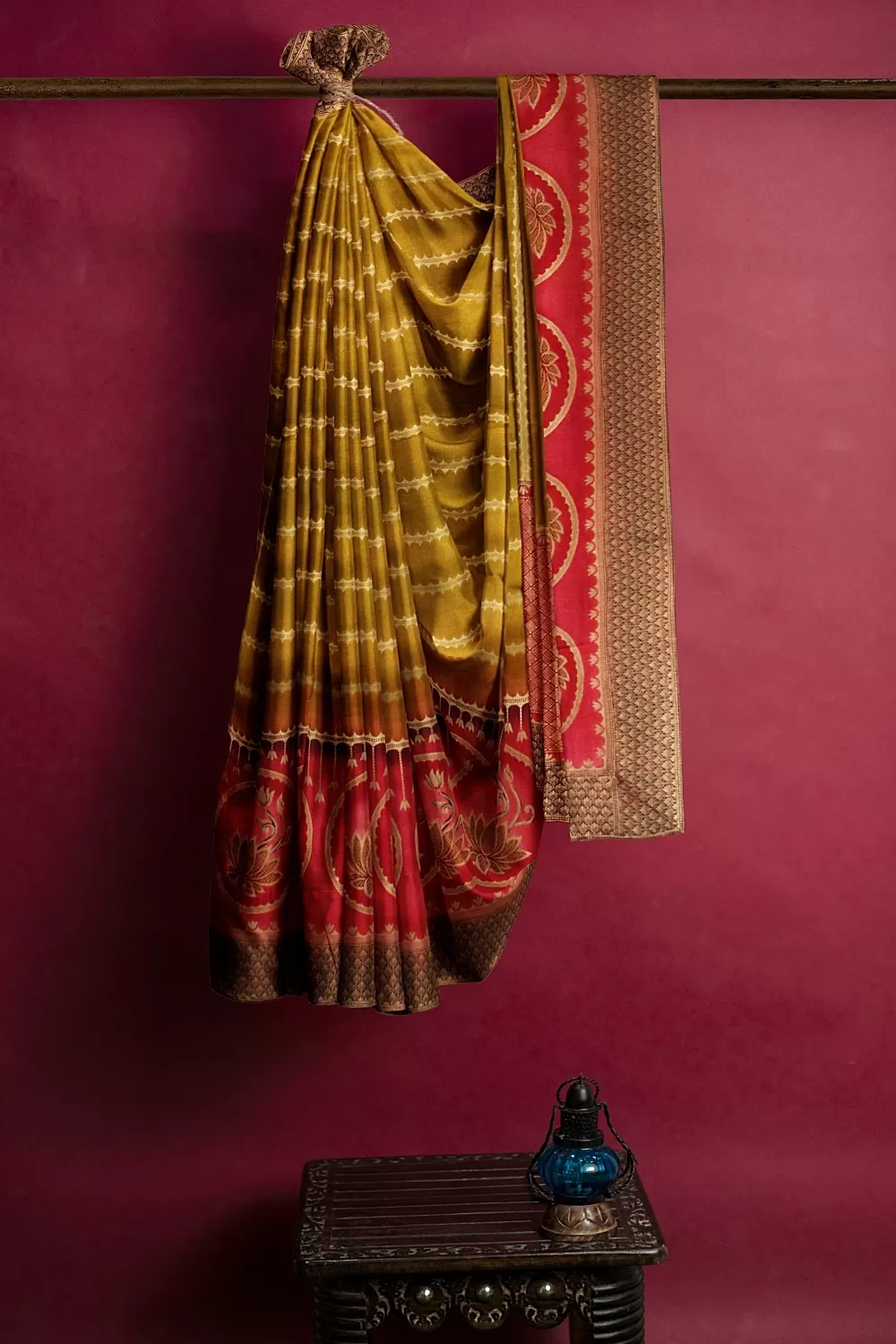 Mustard Banarsi Soft Silk Saree