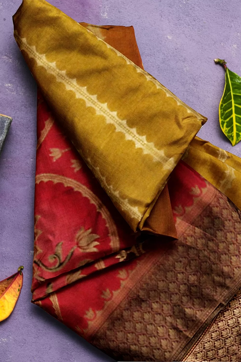 Mustard Banarsi Soft Silk Saree