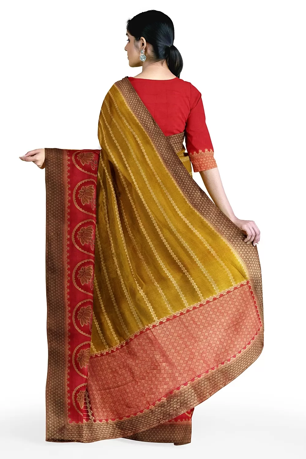 Mustard Banarsi Soft Silk Saree