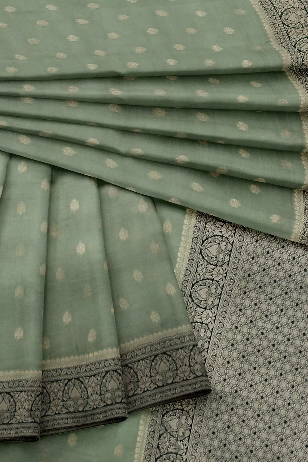 Pista Green Banarsi Soft Silk Saree