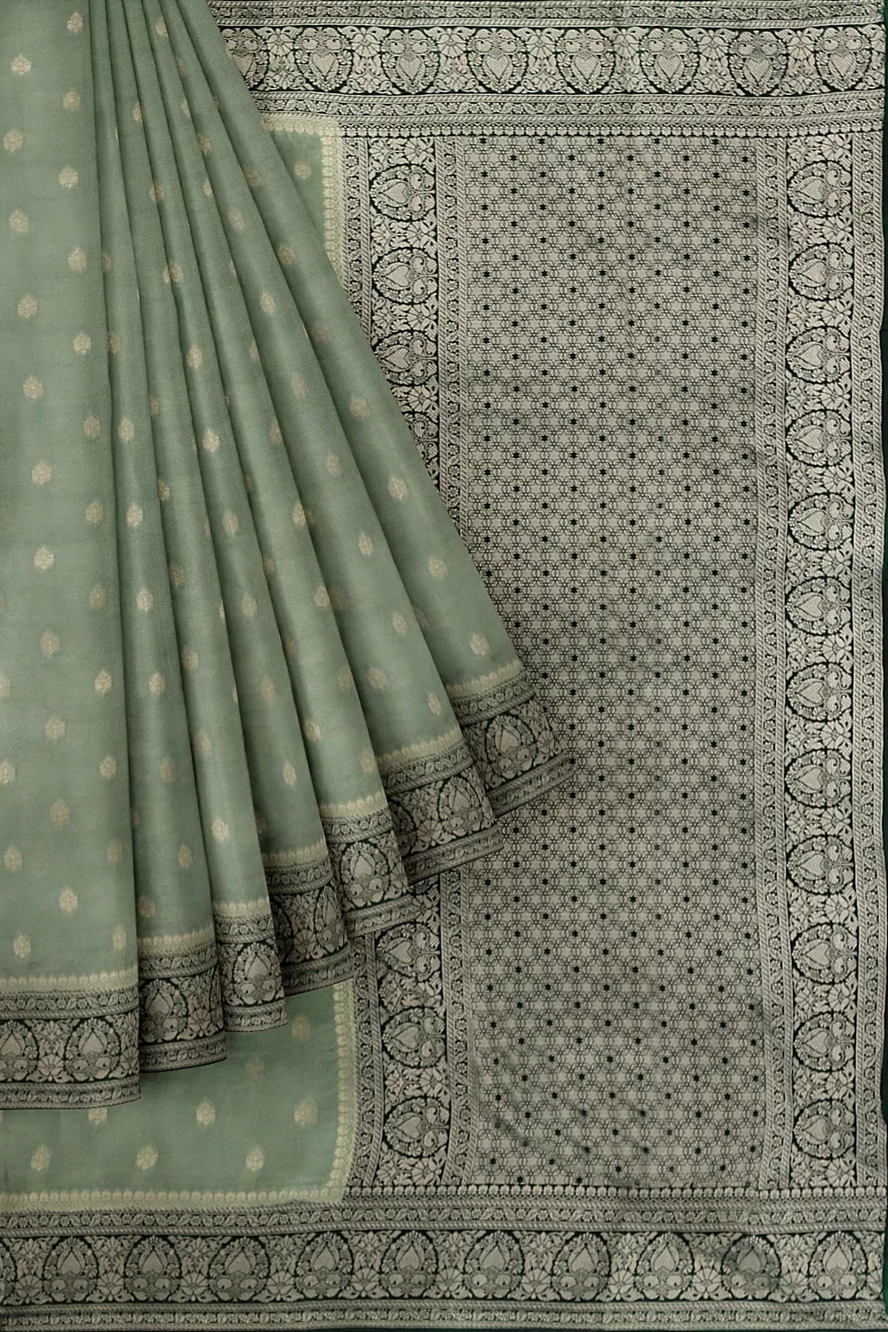 Pista Green Banarsi Soft Silk Saree