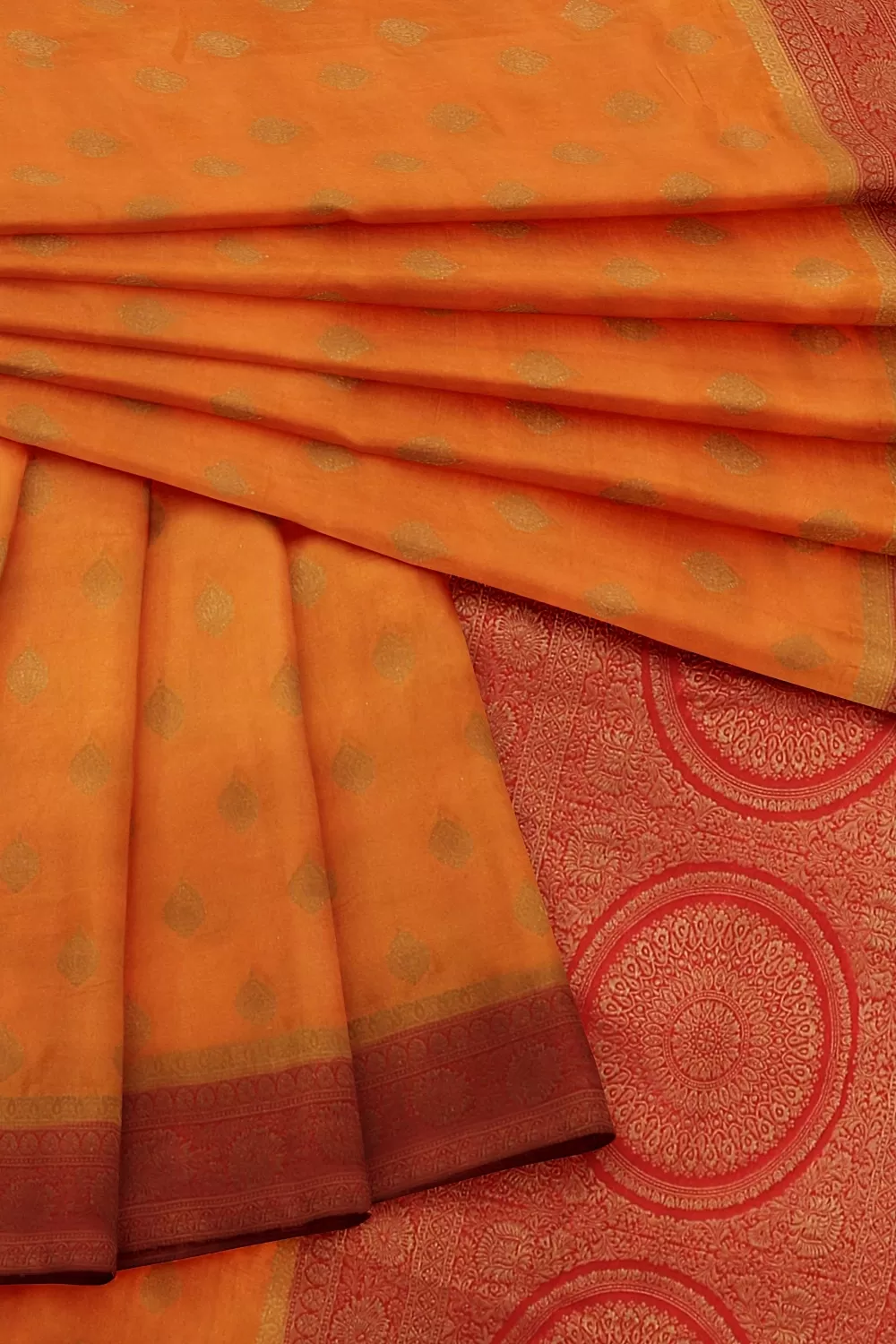 Orange Banarsi Satin Saree