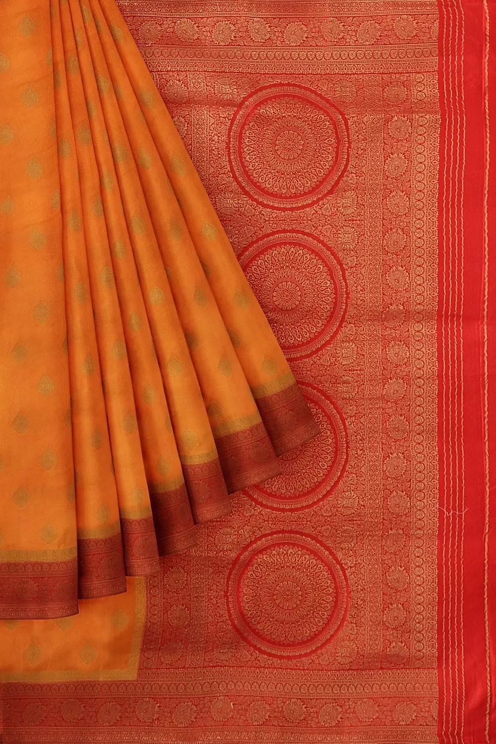 Orange Banarsi Satin Saree